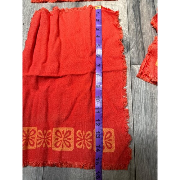 70-80's Orange Floral Cloth Napkins Set of 4 Table Linens - Picture 4 of 5